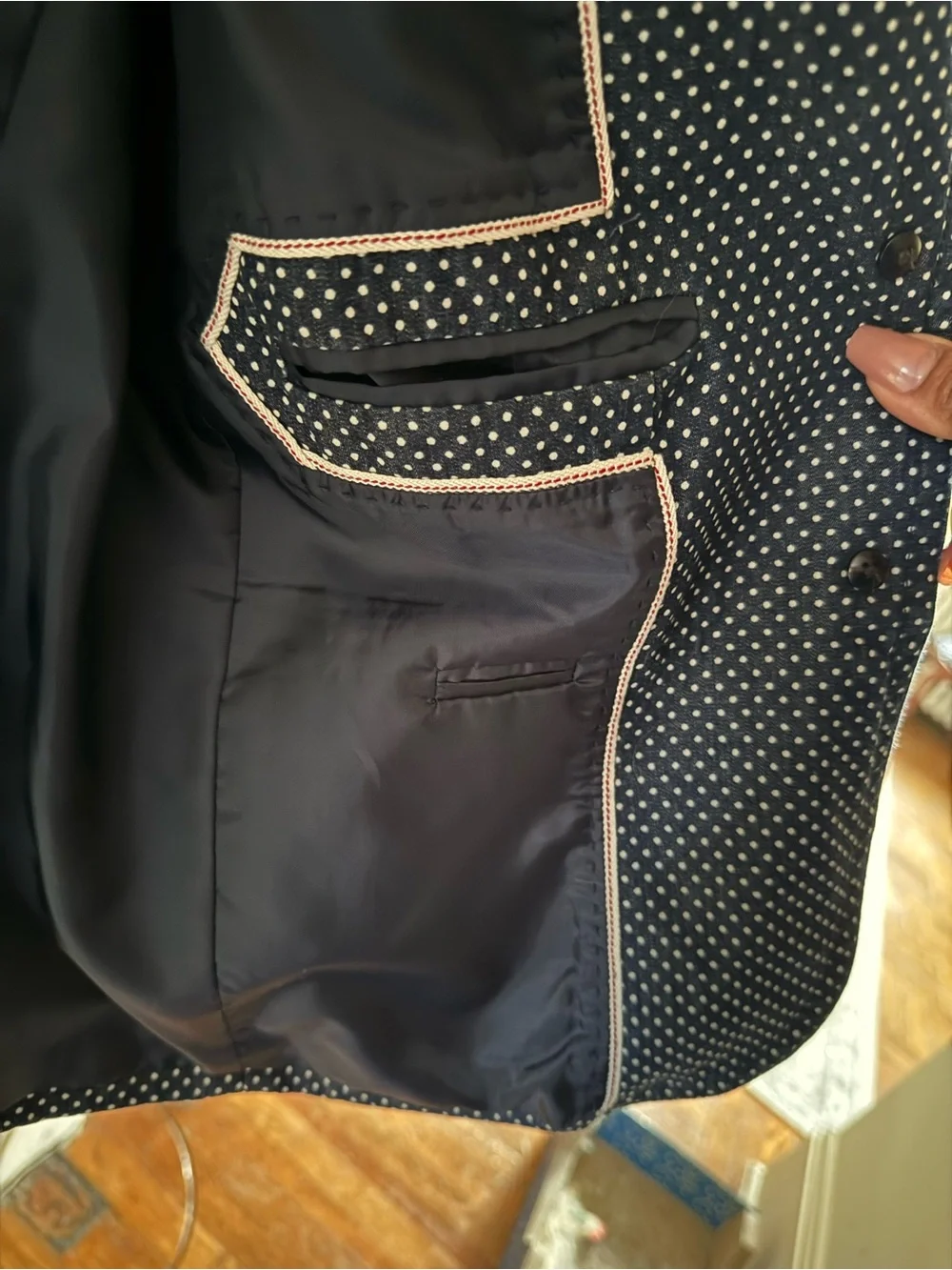 J. Crew Navy and White Polka Dot Women's Blazer
